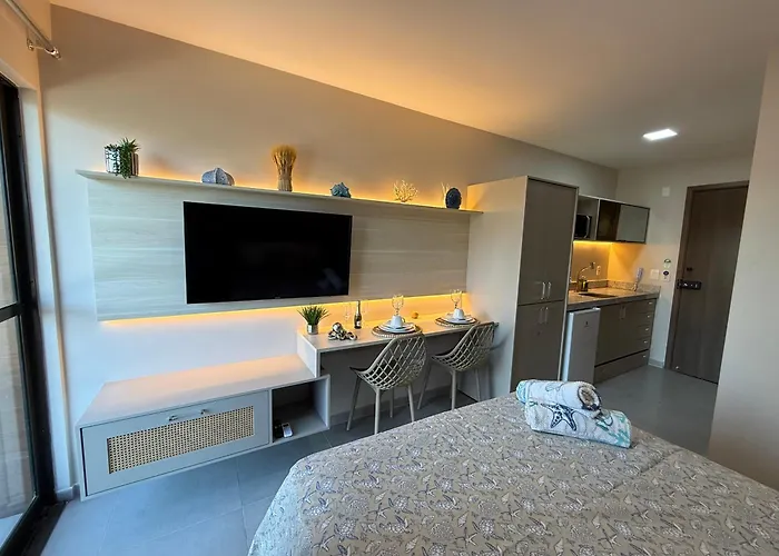 Flat Moderno em Porto de Galinhas com vista Mar e restaurante na cobertura